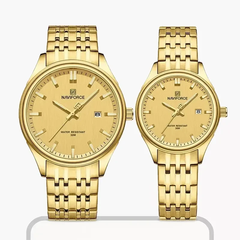 Naviforce Gold-tone Couple Fashion Watch-  NF8039